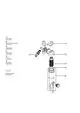 Syr Druckminderer und Rückspülfilter mit Manometer, Ventilgehäuse, Filterelement, O-Ring und Filtertasse, abgebildet in technischem Zeichnungsstil.